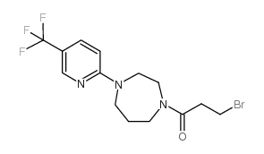 3-溴-1-(4-[5-(三氟甲基)吡啶-2-基]-1,4-二氮杂环庚烷-1-基)-1-丙酮结构式