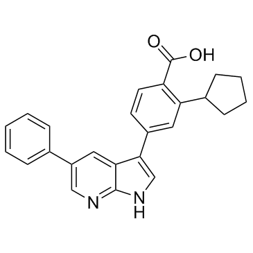 2-环戊基-4-(5-苯基-1H-吡咯并[2,3-B]吡啶-3-基)苯甲酸结构式
