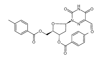 5-formyl-1-(2'-deoxy-3'-5'-di-O-p-toluoyl-β-D-erythro-pentofuranosyl)-6-azauracil结构式