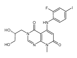 (R)-3-(2,3-dihydroxypropyl)-5-(2-fluoro-4-iodophenylamino)-8-methylpyrido[2,3-d]pyrimidine-4,7(3H,8H)-dione结构式
