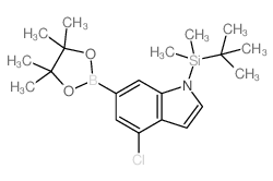1-(t-丁基二甲基甲硅烷基)-4-氯吲哚-6-硼酸频那醇酯结构式