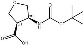 顺式-4-叔丁氧基羰基氨基-四氢-呋喃-3-羧酸结构式