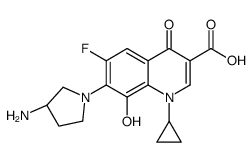 7-((S)-3-Amino-1-pyrrolidinyl)-1-cyclopropyl-6-fluoro-1,4-dihydro-8-hy droxy-4-oxoquinoline-3-carboxylic acid结构式