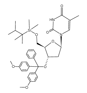 3'-O-(4,4'-dimethoxytrityl)-5'-O-[dimethyl(1,1,2-trimethylpropyl)silyl]thymidine结构式