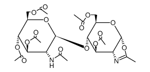 (3aR)-7c-acetoxy-5c-acetoxymethyl-2-methyl-(3ar,7ac)-5,6,7,7a-tetrahydro-3aH-pyrano[3,2-d]oxazol-6t-yl tri-O-acetyl-2-acetylamino-β-D-2-deoxy-glucopyranoside结构式