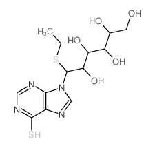 9H-Purine-6-thiol, 9-[D-gluco-1-(ethylthio)-2,3,4,5, 6-pentahydroxyhexyl]- Structure