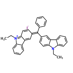 (3Z)-9-Ethyl-3-[(9-ethyl-9H-carbazol-3-yl)(phenyl)methylene]-3H-carbazolium iodide Structure