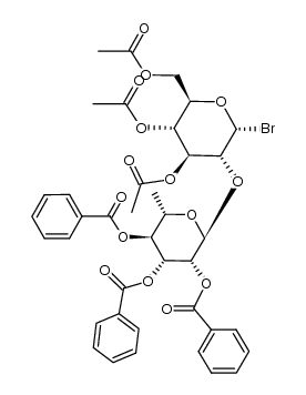 2,3,4-tri-O-benzoyl-α-L-rhamnopyranosyl-(1->2)-3,4,6-tri-O-acetyl-α-D-glucopyranosyl bromide Structure