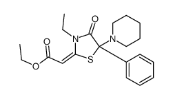 ethyl (2Z)-2-(3-ethyl-4-oxo-5-phenyl-5-piperidin-1-yl-1,3-thiazolidin-2-ylidene)acetate Structure