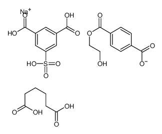 5-磺基-1,3-苯二甲酸单钠盐与1,4-苯二甲酸、1,2-乙二醇和己二酸的聚合物结构式