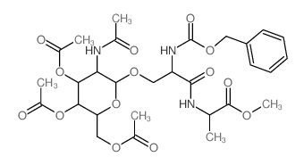 L-Alanine,N-[N-[(phenylmethoxy)carbonyl]-O-[3,4,6-tri-O-acetyl-2-(acetylamino)-2-deoxy-b-D-glucopyranosyl]-L-seryl]-,methyl ester (9CI) Structure