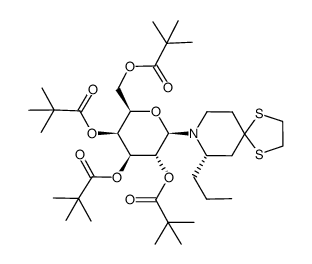 (2S)-4-(1,3-dithiolan-2-yl)-1-(2,3,4,6-tetra-O-pivaloyl-β-D-galactopyranosyl)-2-propylpiperidine Structure