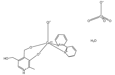 chloro(2,2'-bipyridyl)(pyridoxine)copper(II) perchlorate hydrate Structure