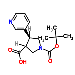 (3R,4S)-1-(TERT-BUTOXYCARBONYL)-4-(PYRIDIN-3-YL)PYRROLIDINE-3-CARBOXYLIC ACID structure