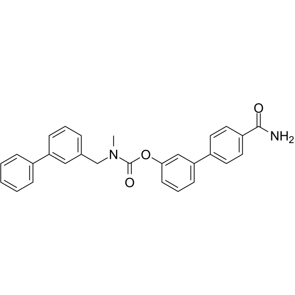 4'-Carbamoyl-3-biphenylyl (3-biphenylylmethyl)methylcarbamate结构式