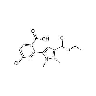 4-Chloro-2-(4-(ethoxycarbonyl)-1,5-dimethyl-1H-pyrrol-2-yl)benzoic acid Structure