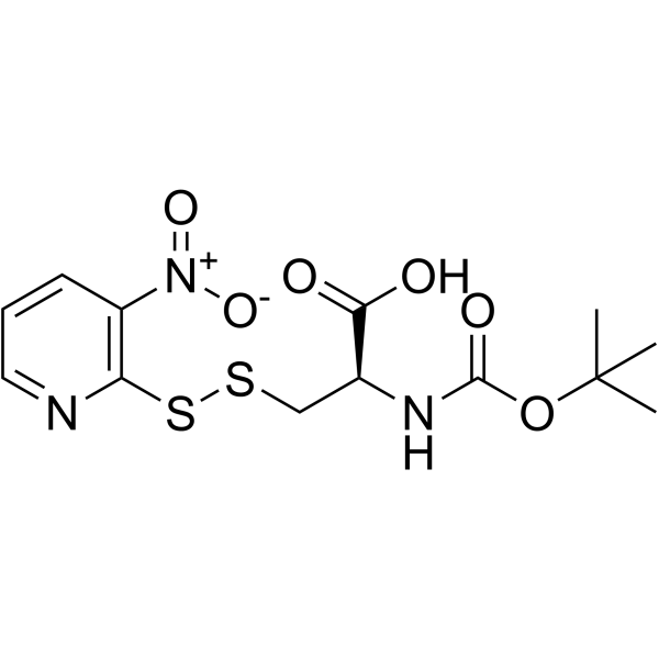 (R)-2-((叔丁氧基羰基)氨基)-3-((3-硝基吡啶-2-基)二硫烷基)丙酸结构式
