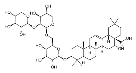 echinocystic acid 3-O-β-D-xylopyranosyl-(1->2)-α-L-arabinopyranosyl-(1->6)-β-D-glucopyranoside结构式
