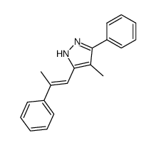 E-4-methyl-3-phenyl-5-(2-phenylpropenyl)-1H-pyrazole结构式