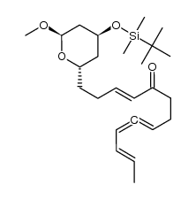 methyl 2,4,6-trideoxy-3(R)-(tert-butyldimethylsiloxy)-(5R)-6-(4-oxo-2,7,8,10-dodecatetraenyl)-α-D-allopyranoside结构式