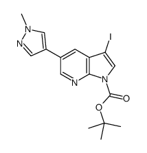 1H-Pyrrolo[2,3-b]pyridine-1-carboxylic acid, 3-iodo-5-(1-Methyl-1H-pyrazol-4-yl)-, 1,1-dimethylethyl ester Structure
