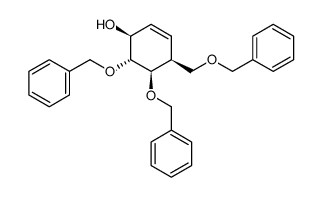 (1S,4S,5R,6R)-5,6-bis(benzyloxy)-4-((benzyloxy)methyl)cyclohex-2-en-1-ol结构式