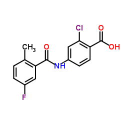 2-氯-4-(5-氟-2-甲基苯甲酰氨基)苯甲酸结构式
