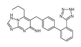 2-propyl-3-[[4-[2-(2H-tetrazol-5-yl)phenyl]phenyl]methyl]-1,5,7,9-tetr azabicyclo[4.3.0]nona-2,4,6,8-tetraen-4-amine Structure
