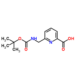 6-(((叔丁氧基羰基)氨基)甲基)-2-吡啶甲酸结构式