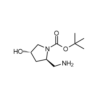(2R,4S)-2-(氨基甲基)-4-羟基吡咯烷-1-羧酸叔丁酯结构式