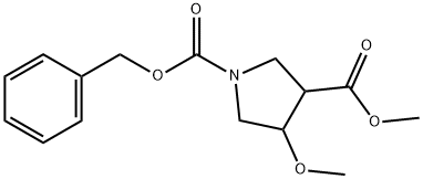 REL-(3S,4R)-1-苄基 3-甲基 4-甲氧基吡咯烷-1,3-二甲酸酯结构式