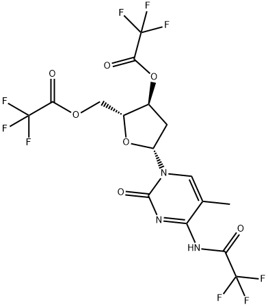 3'-O,5'-O-Bis(trifluoroacetyl)-2'-deoxy-5-methyl-N-(trifluoroacetyl)cytidine结构式