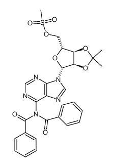 N6,N6-dibenzoyl-5'-O-mesyl-2',3'-O-isopropylidene adenosine Structure