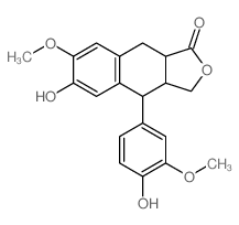Naphtho[2,3-c]furan-1 (3H)-one, 3a,4,9, 9a-tetrahydro-6-hydroxy-4-(4-hydroxy-3-methoxyphenyl)-7-methoxy-, [3aR-(3a.alpha.,4.alpha.,9a.alpha.)]-结构式