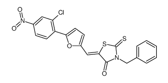 (5E)-3-benzyl-5-[[5-(2-chloro-4-nitrophenyl)furan-2-yl]methylidene]-2-sulfanylidene-1,3-thiazolidin-4-one结构式