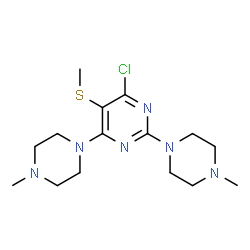 4-Chloro-2,6-bis(4-methylpiperazino)-5-(methylthio)pyrimidine Structure