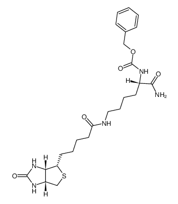 N2-benzyloxycarbonyl-N6-[5-((3aS)-2-oxo-(3ar,6ac)-hexahydro-thieno[3,4-d]imidazol-4t-yl)-pentanoyl]-L-lysine amide结构式