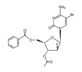 1-(O3-acetyl-O5-benzoyl-2-fluoro-β-D-2-deoxy-arabinofuranosyl)-4-amino-5-bromo-1H-pyrimidin-2-one结构式