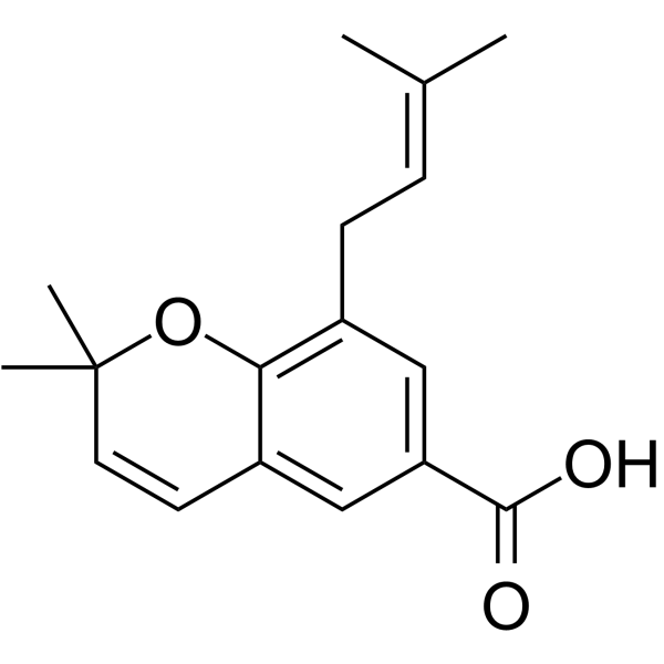 2,2-二甲基-8-(3-甲基-2-丁烯基)-2H-苯并吡喃-6-羧酸结构式