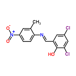2,4-Dichloro-6-[(2-methyl-4-nitro-phenylimino)-methyl]-phenol结构式