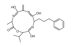 (3S,9S,12S)-3-methyl-6-methylidene-9-(3-phenylpropyl)-12-propan-2-yl-1-oxa-4,7,10-triazacyclododecane-2,5,8,11-tetrone结构式