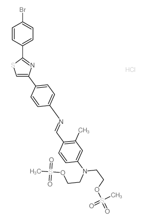 4-[[4-[2-(4-bromophenyl)-1,3-thiazol-4-yl]phenyl]iminomethyl]-3-methyl-N,N-bis(2-methylsulfonyloxyethyl)aniline结构式