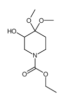 3-羟基-4,4-二甲氧基-1-哌啶羧酸乙酯结构式