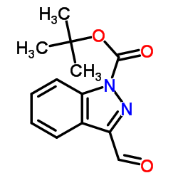 3-甲酰基-1H-吲唑-1-甲酸叔丁酯结构式