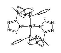 trans-[Pt(5-ethyltetrazolato)2(PPh3)2]结构式
