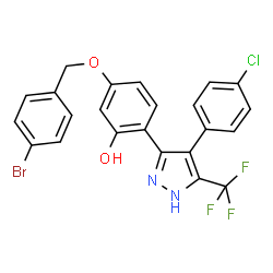 5-[(4-bromobenzyl)oxy]-2-[4-(4-chlorophenyl)-3-(trifluoromethyl)-1H-pyrazol-5-yl]phenol Structure