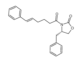 (S)-4-benzyl-(E)-3-(6-phenylhex-5-enoyl)-oxazolidin-2-one结构式