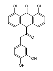 10-(2-(3,4-dihydroxyphenyl)acetyl)-1,8-dihydroxyanthracen-9(10H)-one结构式