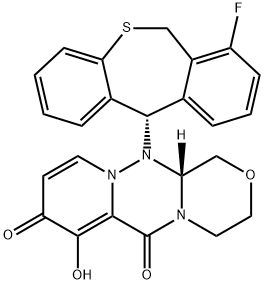 1H-[1,4]Oxazino[3,4-c]pyrido[2,1-f][1,2,4]triazine-6,8-dione, 12-[(11S)-7-fluoro-6,11-dihydrodibenzo[b,e]thiepin-11-yl]-3,4,12,12a-tetrahydro-7-hydroxy-, (12aR)- Structure