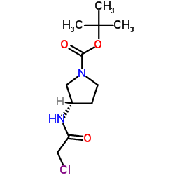 (S)-3-(2-Chloro-acetylamino)-pyrrolidine-1-carboxylic acid tert-butyl ester结构式